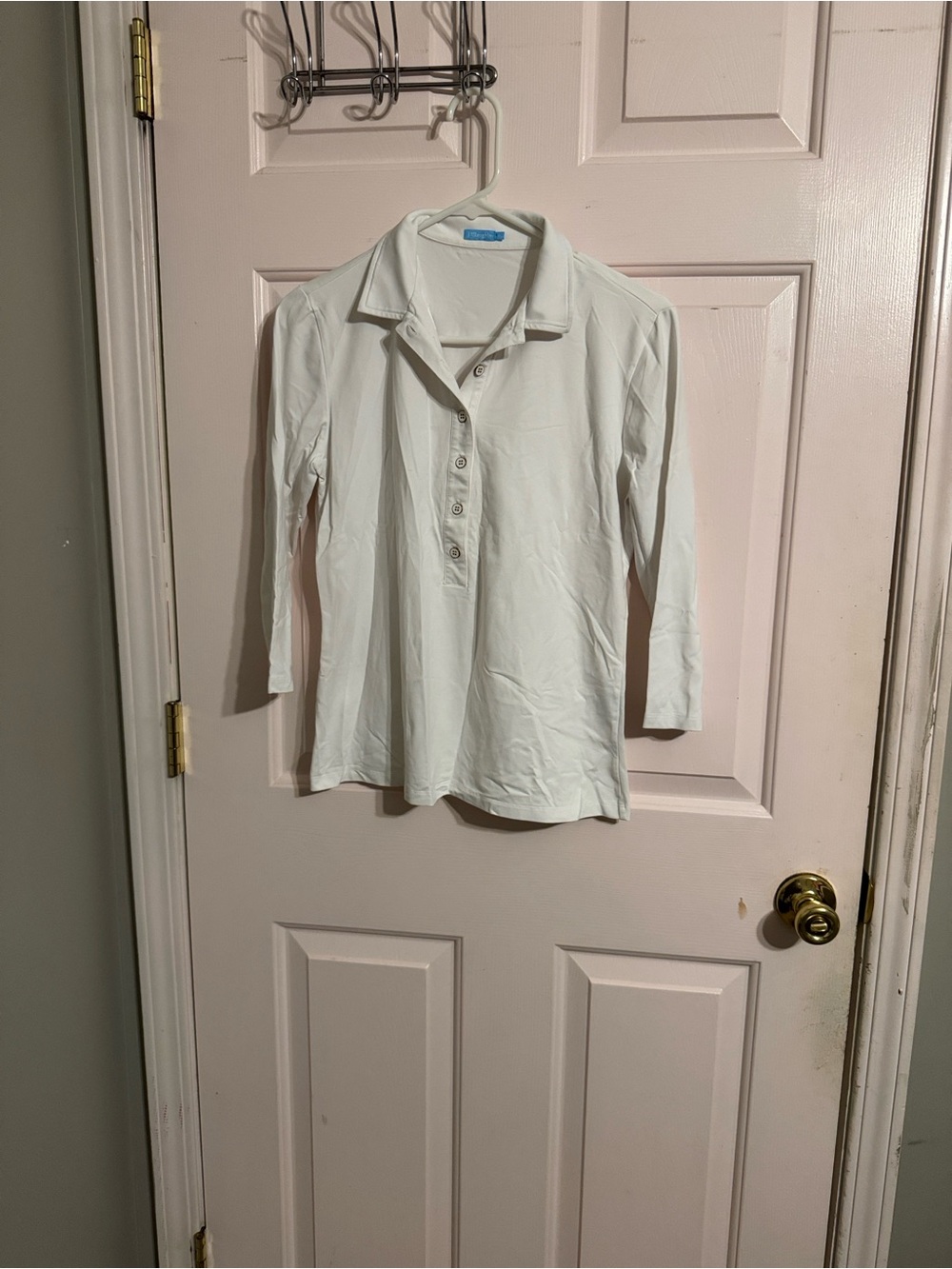 J. McLaughlin White Long-Sleeve Button Polo 3 Tops two small one medium.